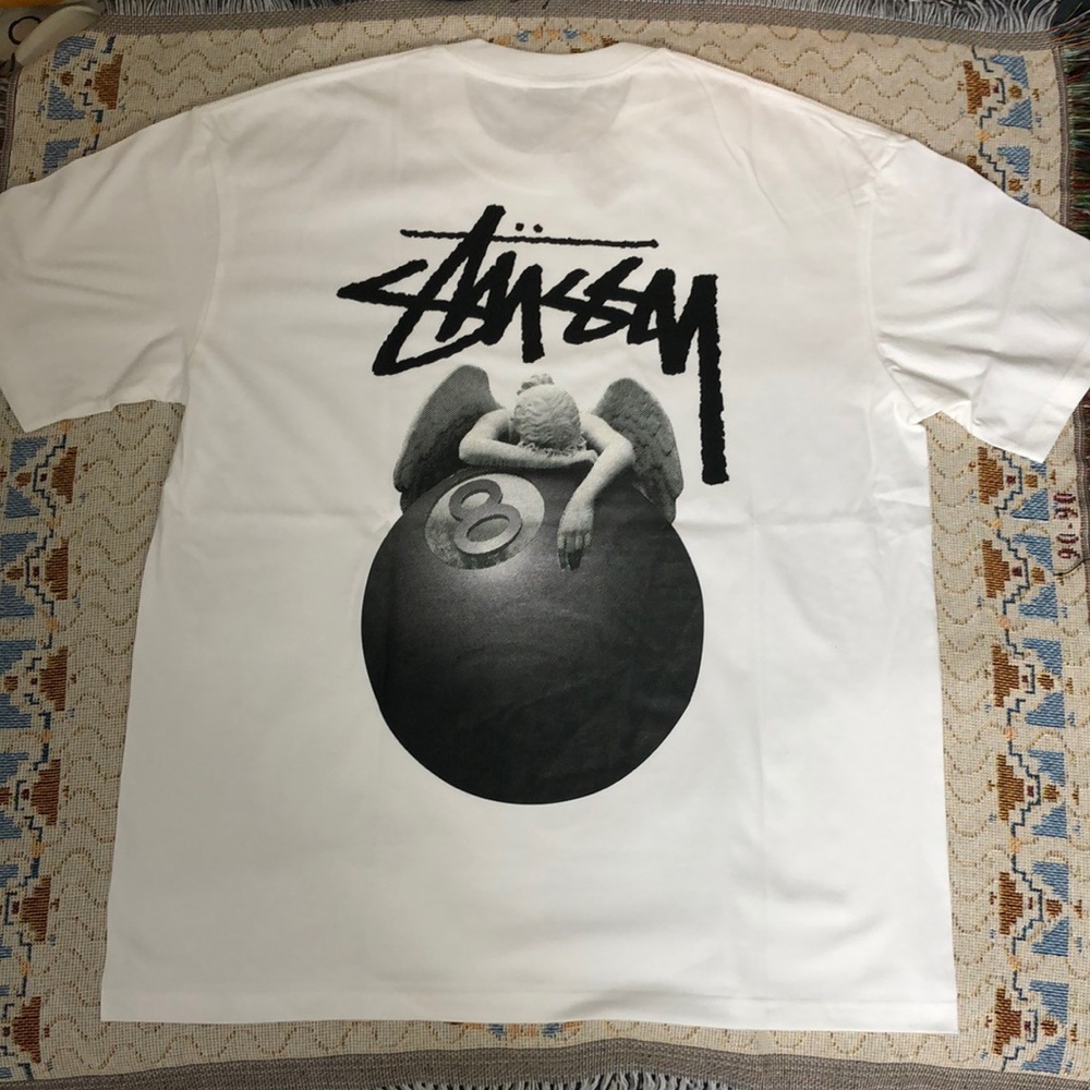 Stussy White Short Sleeve Tee with Graphic Design